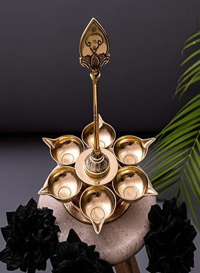 PUYANGAM بويانغام براس 6 موغام فيل فيلاككو | Vel Murugan Diya - مصباح وجه Tamil Om Vel Brass 6 للبوجا - Image 3